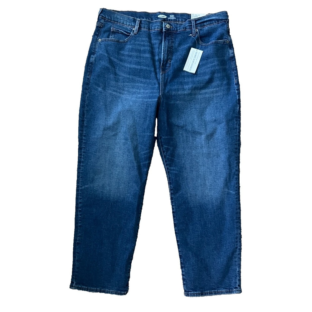 Old Navy Womens The Sky-Hi Straight Jean 18 Extra High Rise Medium Wash NEW